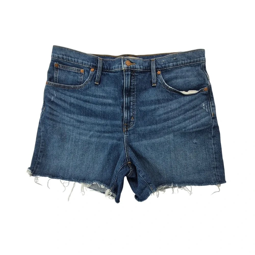 Madewell High Rise Denim Shorts Women's Size 33 Medium Wash Raw Hem